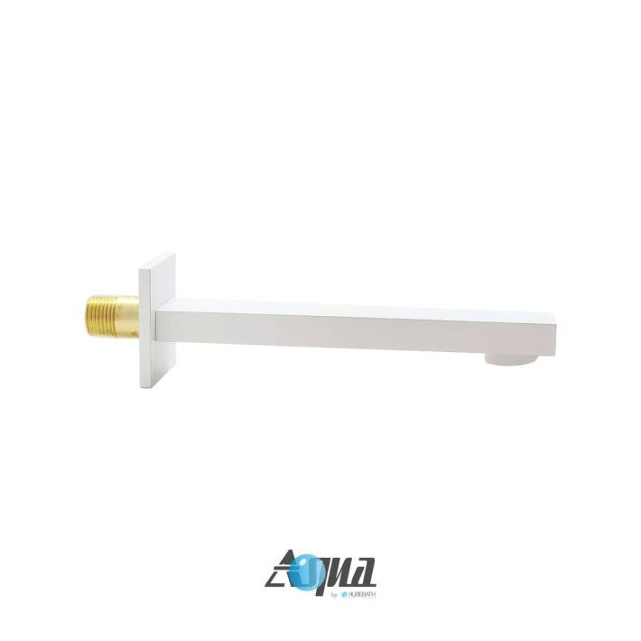 Thumbnail: AQUA PIAZZA WHITE SHOWER SET W/ 8″ CEILING MOUNT SQUARE RAIN SHOWER AND TUB FILL