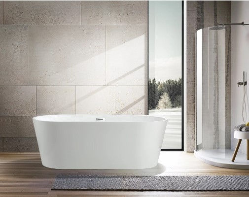 59" Acqua+ Bango Freestanding Bathtub – Overflow W/Chrome Finish