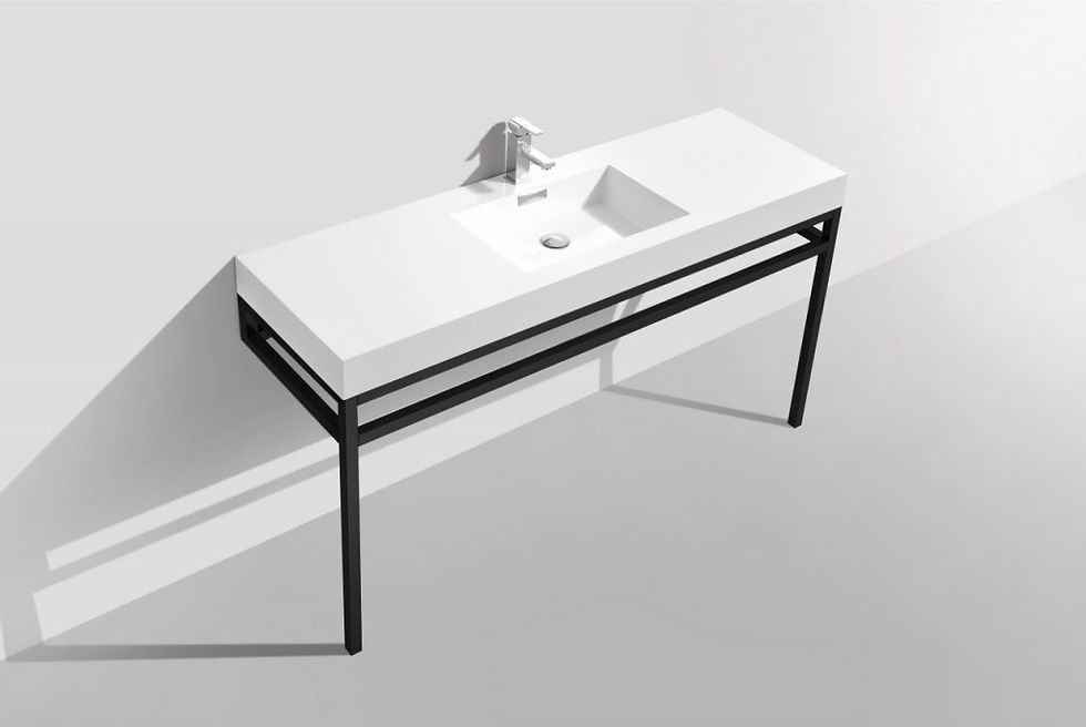 Thumbnail: HAUS 60″ SINGLE SINK STAINLESS STEEL CONSOLE W/ WHITE ACRYLIC SINK – MATTE BLACK