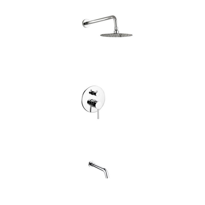 AQUA RONDO SHOWER SET W/ 8″ RAIN SHOWER AND TUB FILLER