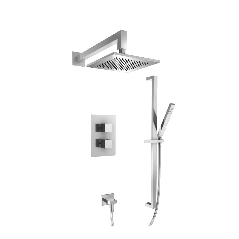 ISENBERG 160.7100 8″ Shower Head & Hand Shower Set With Slide Bar – Thermo