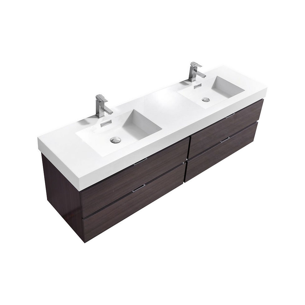 Thumbnail: 80" BLISS - High Gloss Gray Oak - Double Sink Wall-Hung Bathroom Vanity