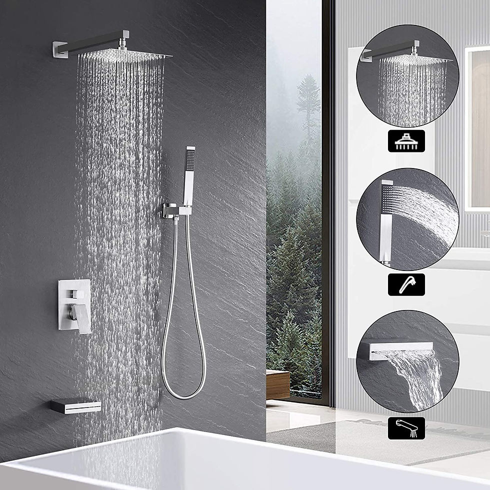 Thumbnail: Acqua+Bango Pressure Balancing Rain Shower System 3-Function, brushed nickel