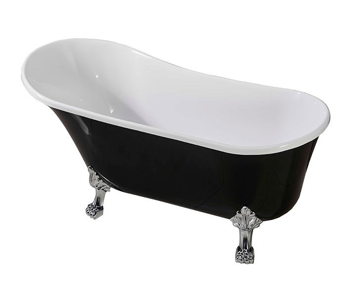 Thumbnail: 63 In Clawfoot Freestanding Bathtub - Acrylic Black