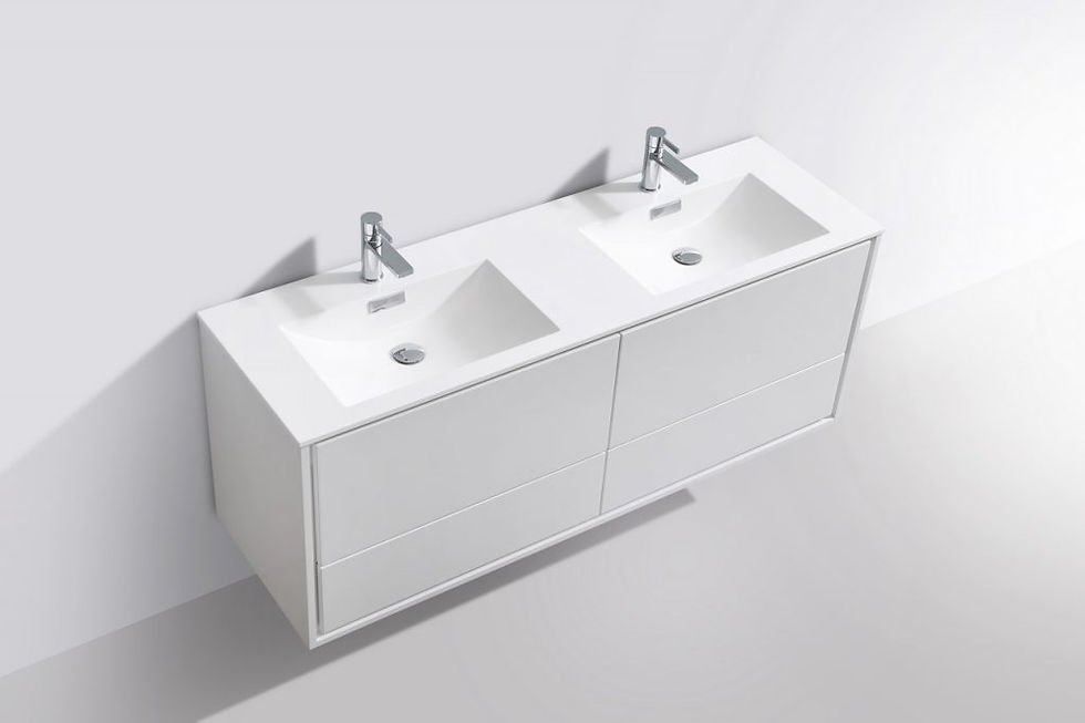 60" DE LUSSO - High Gloss White - Double Sink Wall-Hung Vanity