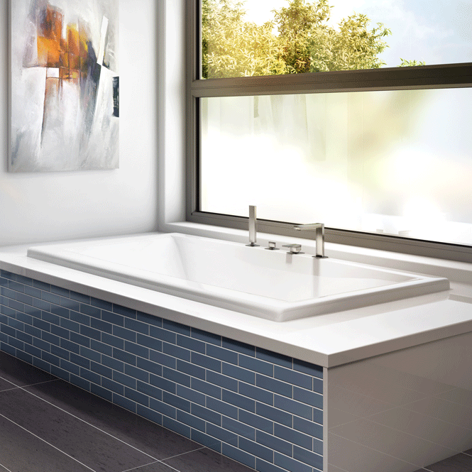 JADE A rectangular bathtub with generous curves and backrests optimizing comfort