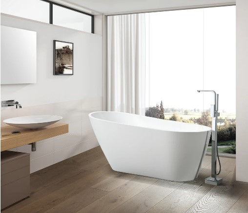 67" Acqua+Bango Freestanding Bathtub – Overflow W/Chrome Finish