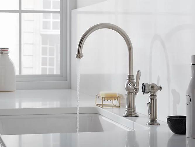 Kohler ARTIFACTS™ 2-Hole Kitchen Faucet w/ 14-11/16" Swing Spout