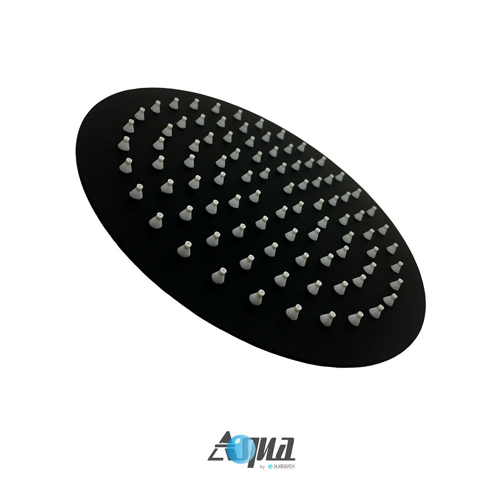 Thumbnail: AQUA RONDO BLACK SHOWER SET W/ 8″ RAIN SHOWER, HANDHELD AND TUB FILLER