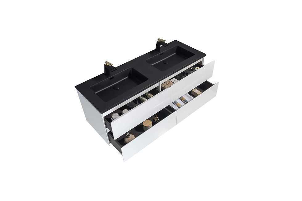Thumbnail: 60" Edge - White - Double Sink Wall-Hung Bathroom Vanity