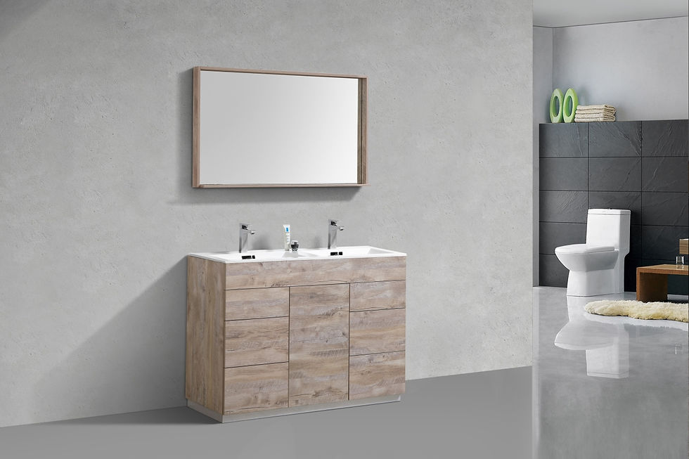 MILANO 48″ DOUBLE SINK NATURE WOOD FLOOR MOUNT MODERN BATHROOM VANITY