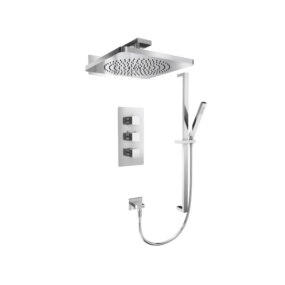 ISENBERG 196.7200 12″ Shower Head & Hand Shower Set With Slide Bar