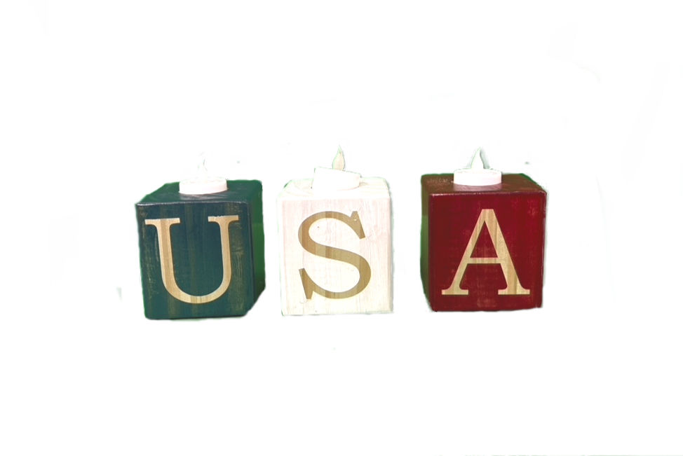 Celebrate America: Handmade USA Wood Candle Holders