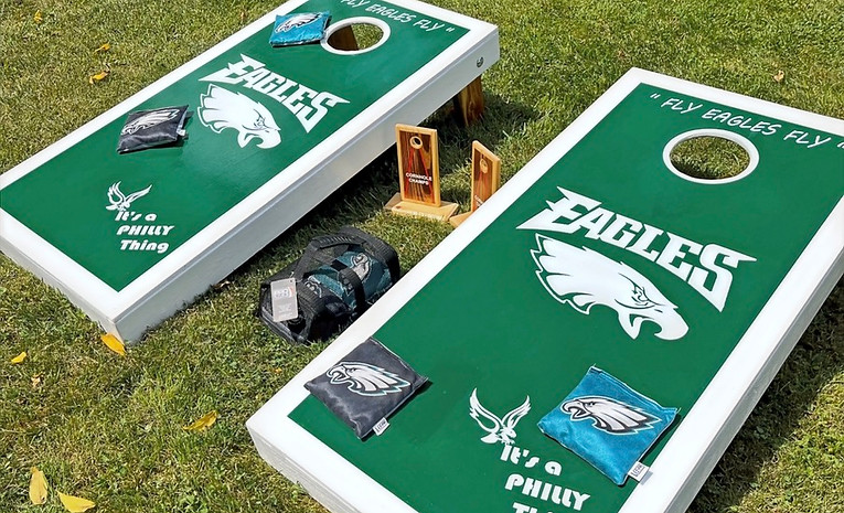 Eagles themed cornhole boards