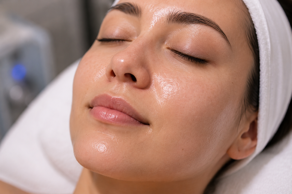 Client with radiant, hydrated skin after a HydraFacial treatment at Luxe Aesthetics Loft