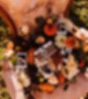 collage of warm-toned florals and polaroid images