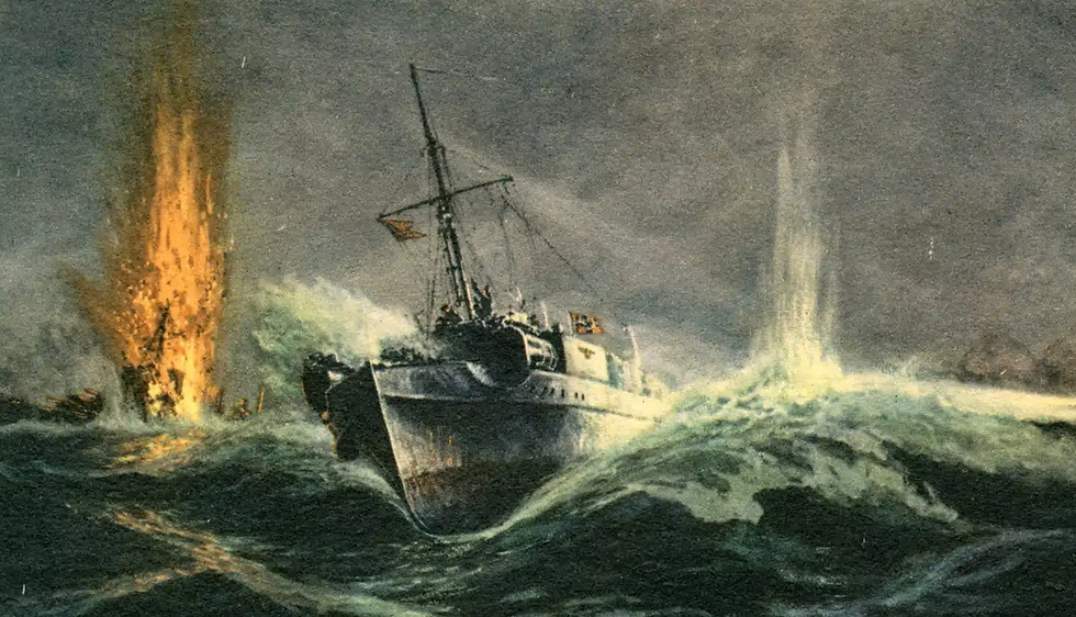 Kriegsmarine postcard of a high-speed torpedo attack by S-boot (Schnellboot) during Exercise Tiger. Image: Author’s collection