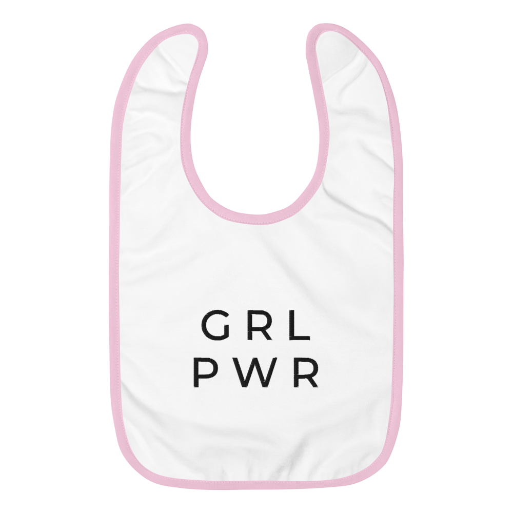 GIRL POWER Embroidered Baby Bib