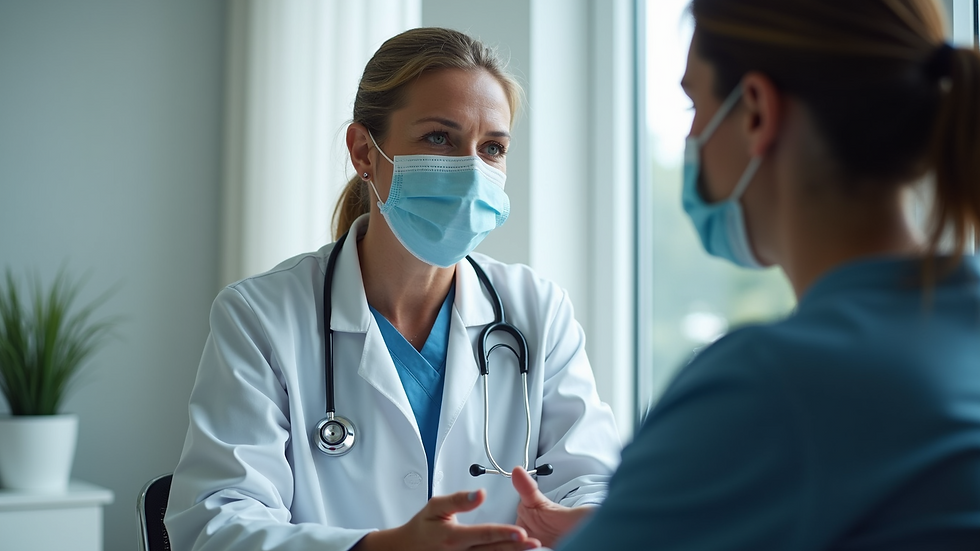 Close-up view of a healthcare professional discussing treatment options with a patient