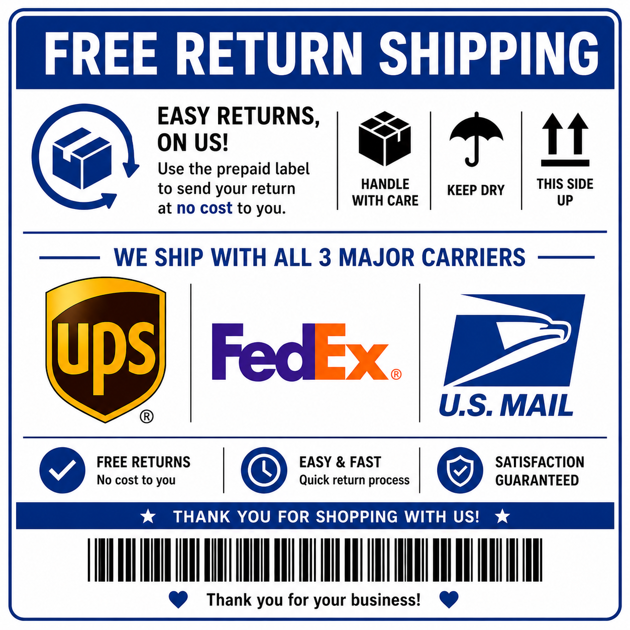 Free Shipping Return Label