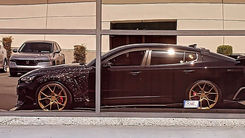JDM Kia Stinger with gold rims ready for rentals and productions in Los Angeles. 
