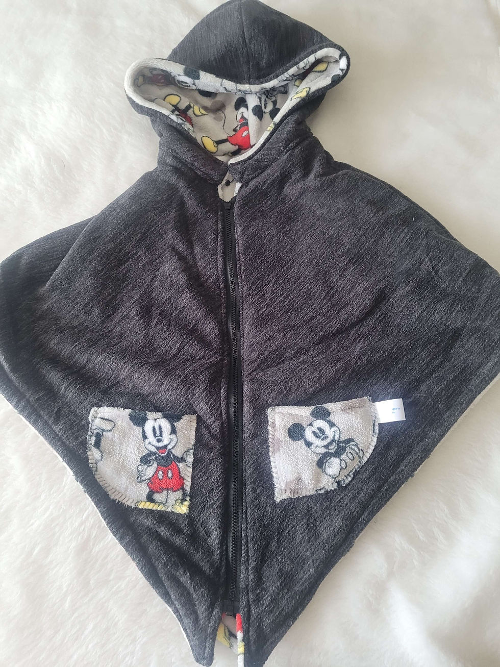 Thumbnail: (Ready in 3 days)0-3+ years Mickey fabric with charcoal gray 