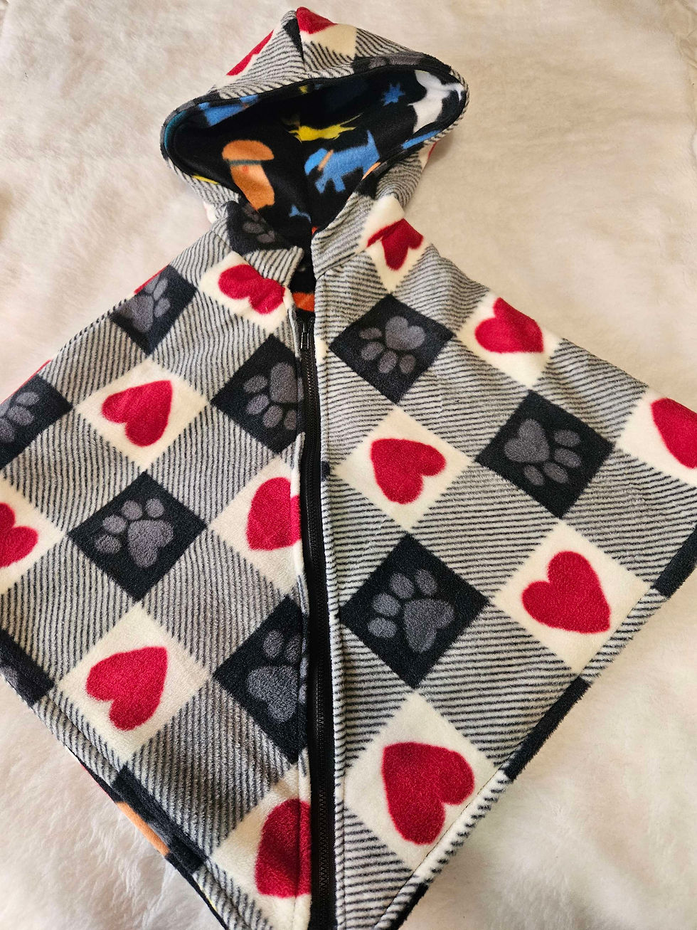 Thumbnail: 0-3+ years paws and hearts plaid with multicolor dogs