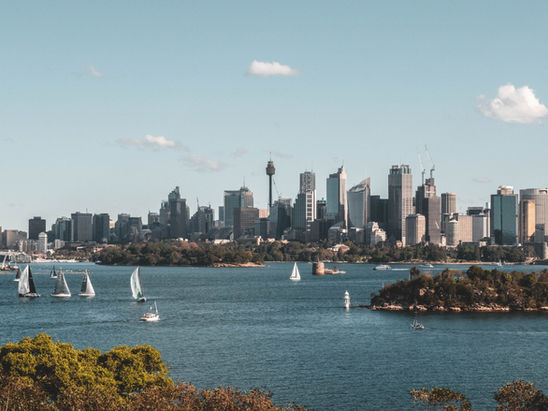 Aerial view of Sydney from the bay.