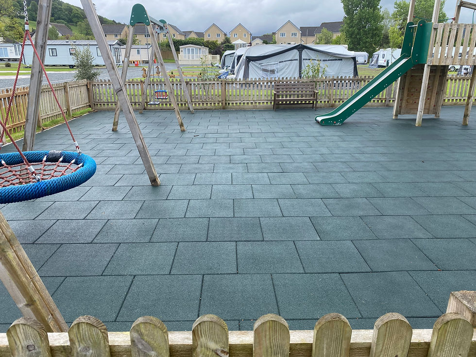 Rubber tiles for a playground
