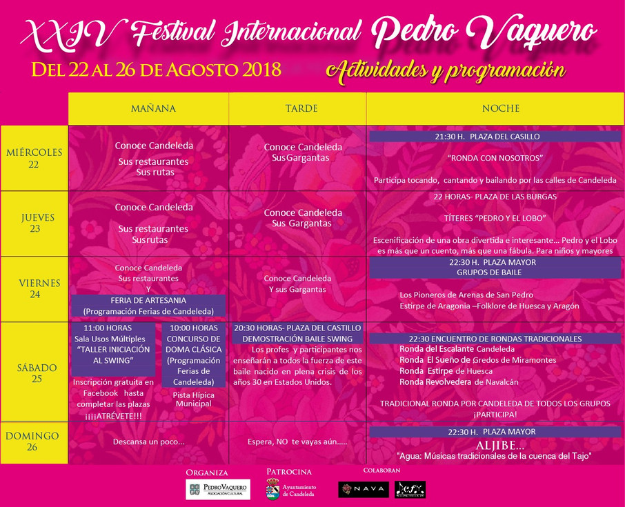 XXIV Festival Internacional PEDRO VAQUERO 2018 (Candeleda, Ávila)