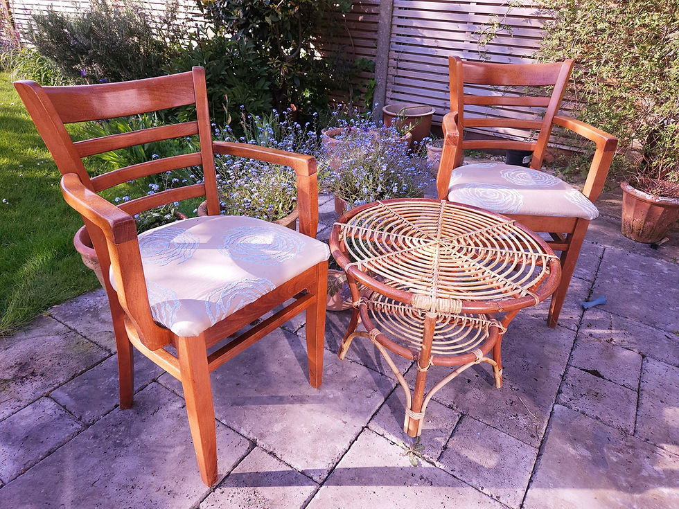 Thumbnail: Superb pair of Bentwood Mid-Century carver style chairs with original FMG label