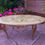 Thumbnail: Regency style, green jade onyx marble effect, oval coffee table with gold legs 