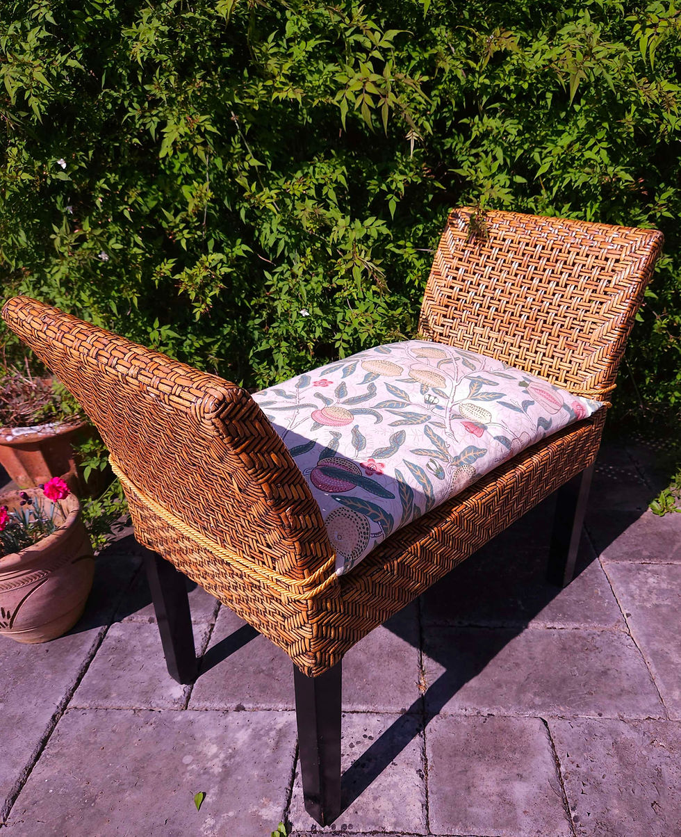 Thumbnail: Roman style rattan bench with fitted cushion