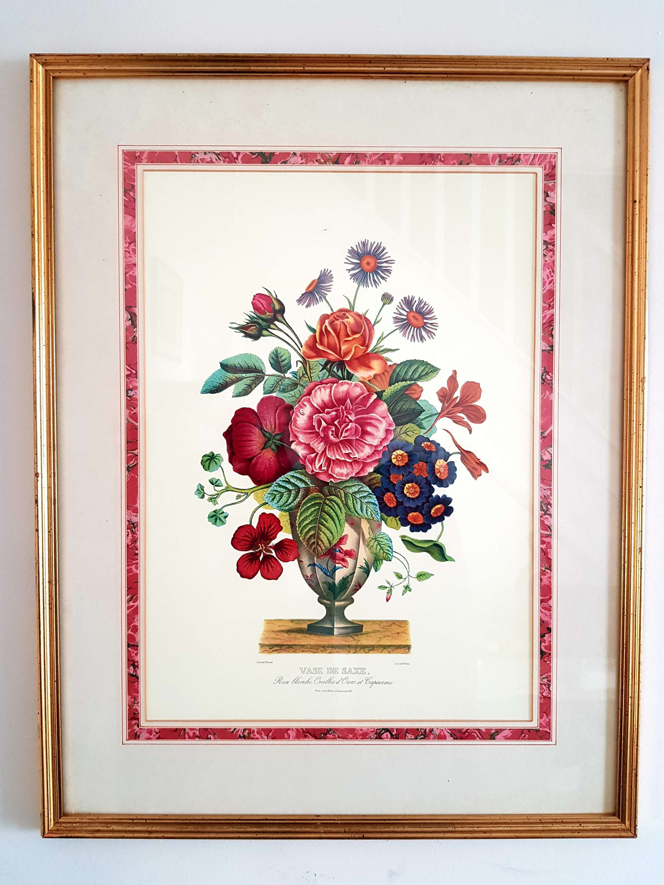 Large, framed French vintage print