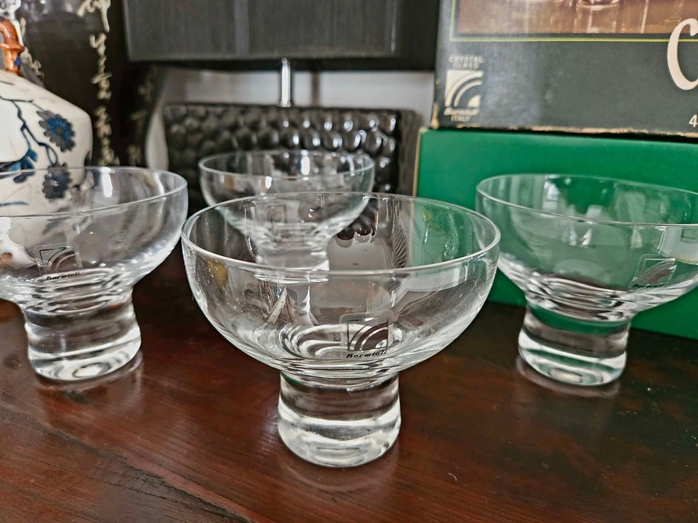 Thumbnail: Boxed, unused set of 4 Bormioli 'Chopin' crystal sundae glasses