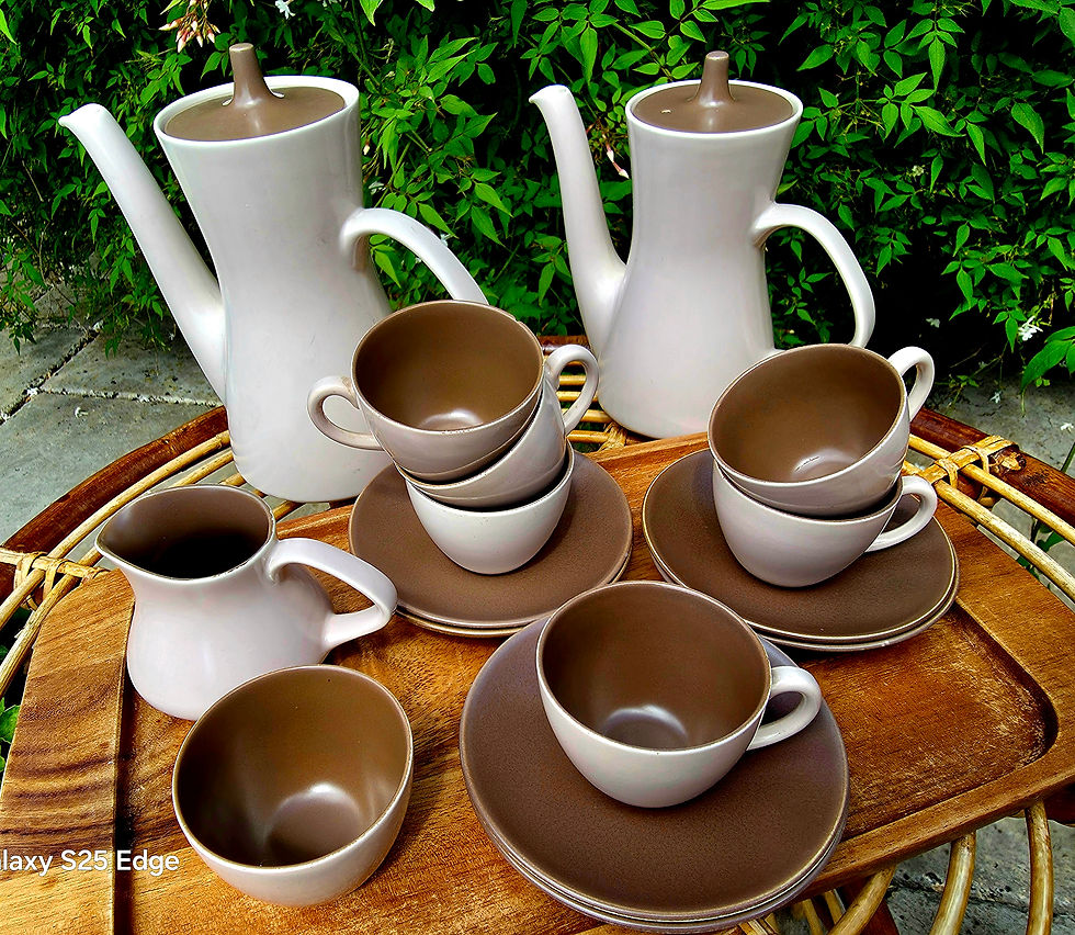 Thumbnail: Mid-Century espresso coffee set by Poole Pottery in twintone mushroom & sepia