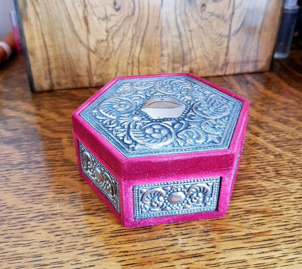 Thumbnail: Velvet and engraved pewter jewellery and trinket box
