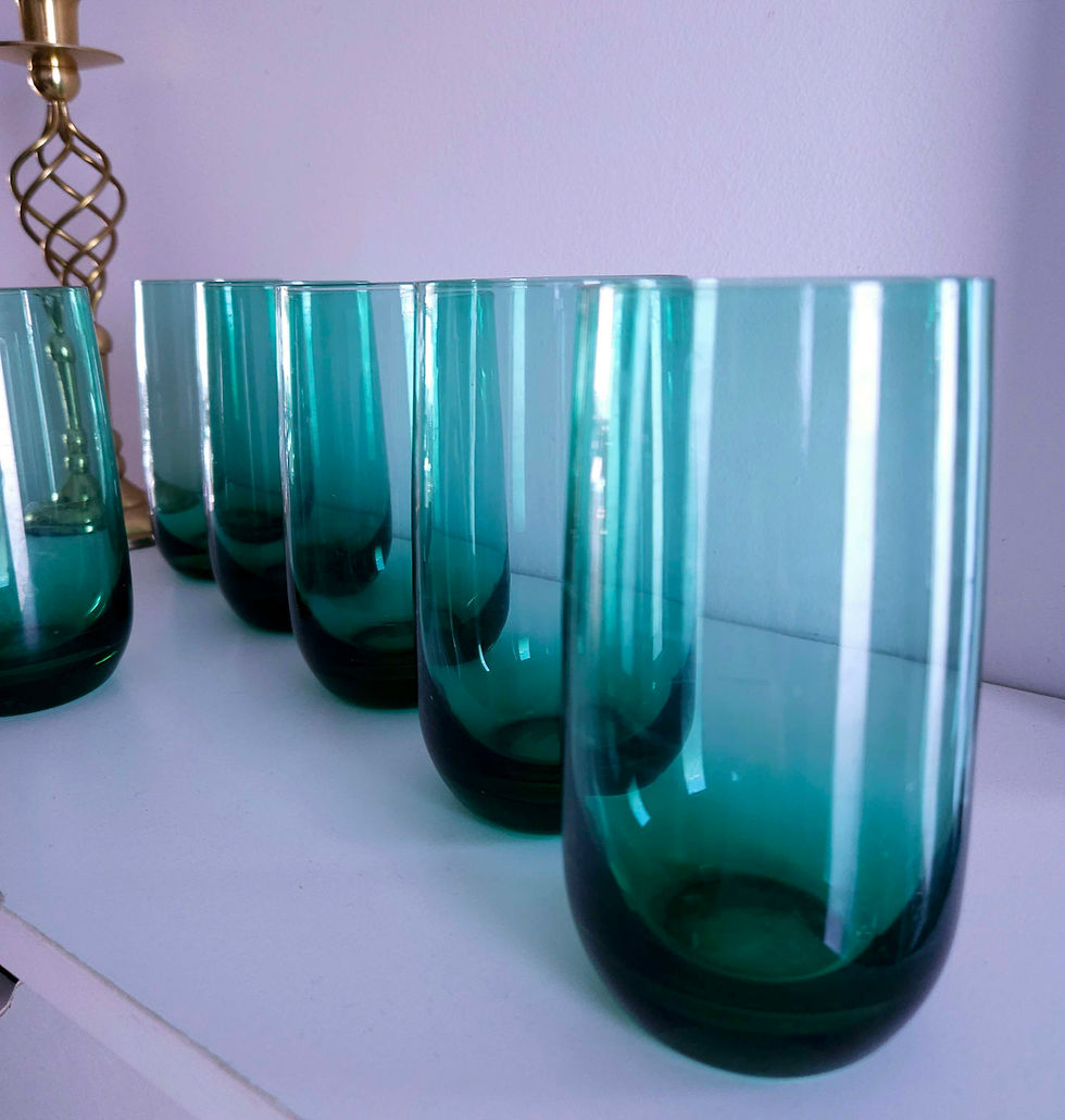 Thumbnail: Set of 6 green glass water tumblers