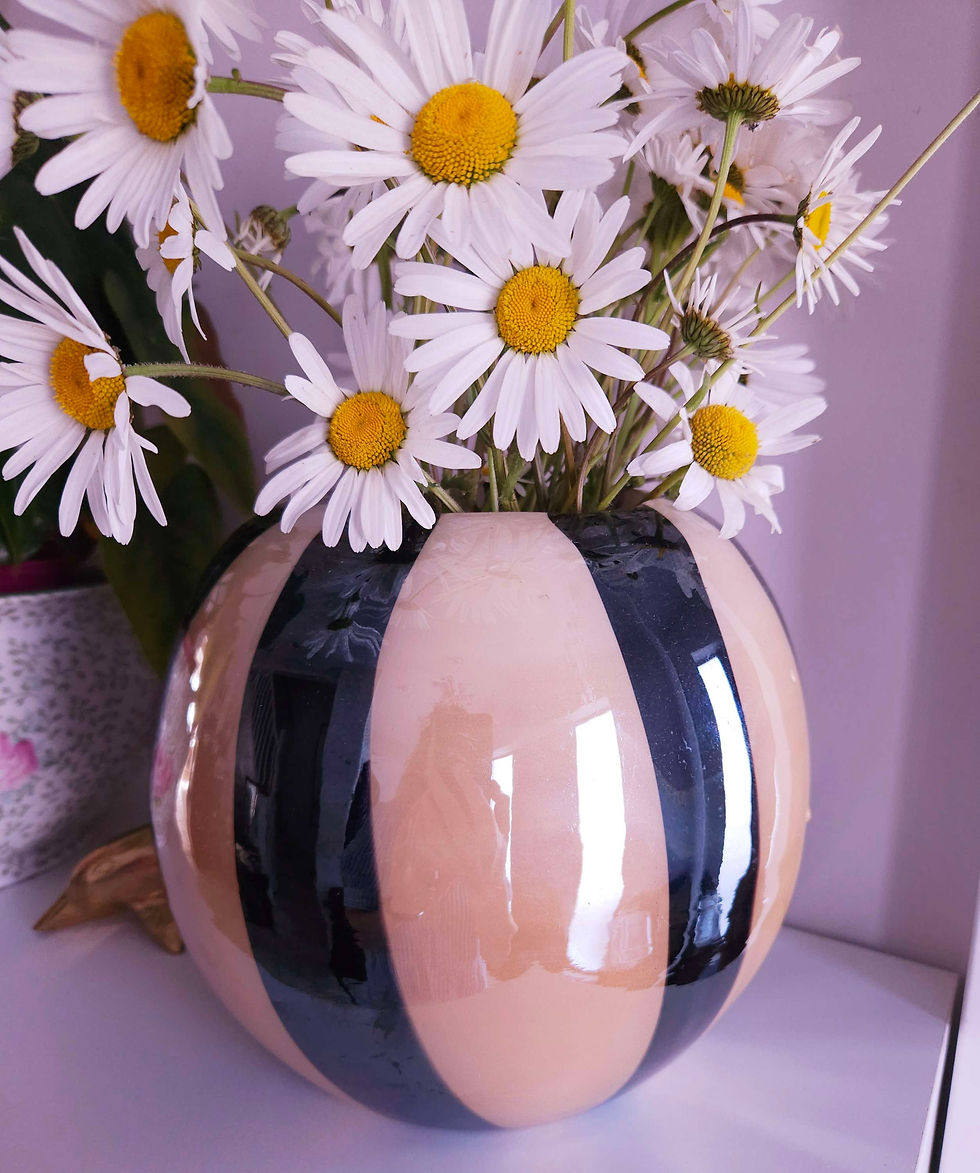 Thumbnail: Unusual Murano style, striped circular glass vase