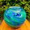 Thumbnail: Spectacular spherical glass vase in swirled greens & blues 