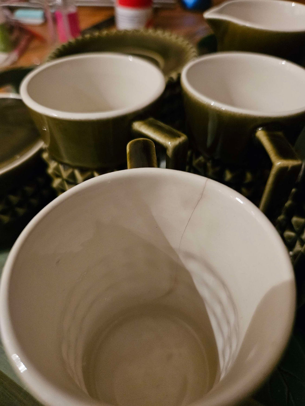 Thumbnail: Spectacular, olive green 1970's coffee set by Secla , Portugal