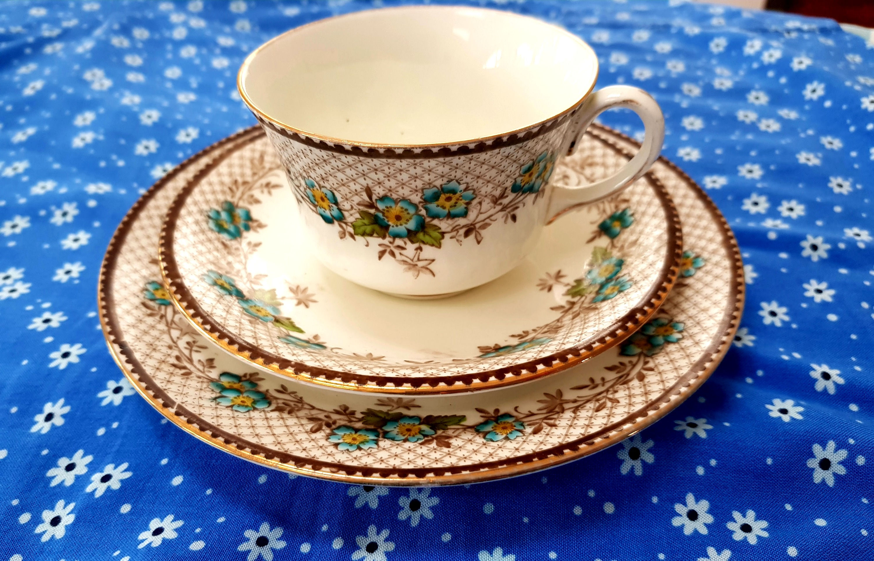 Pretty tea set for one by Fenton
