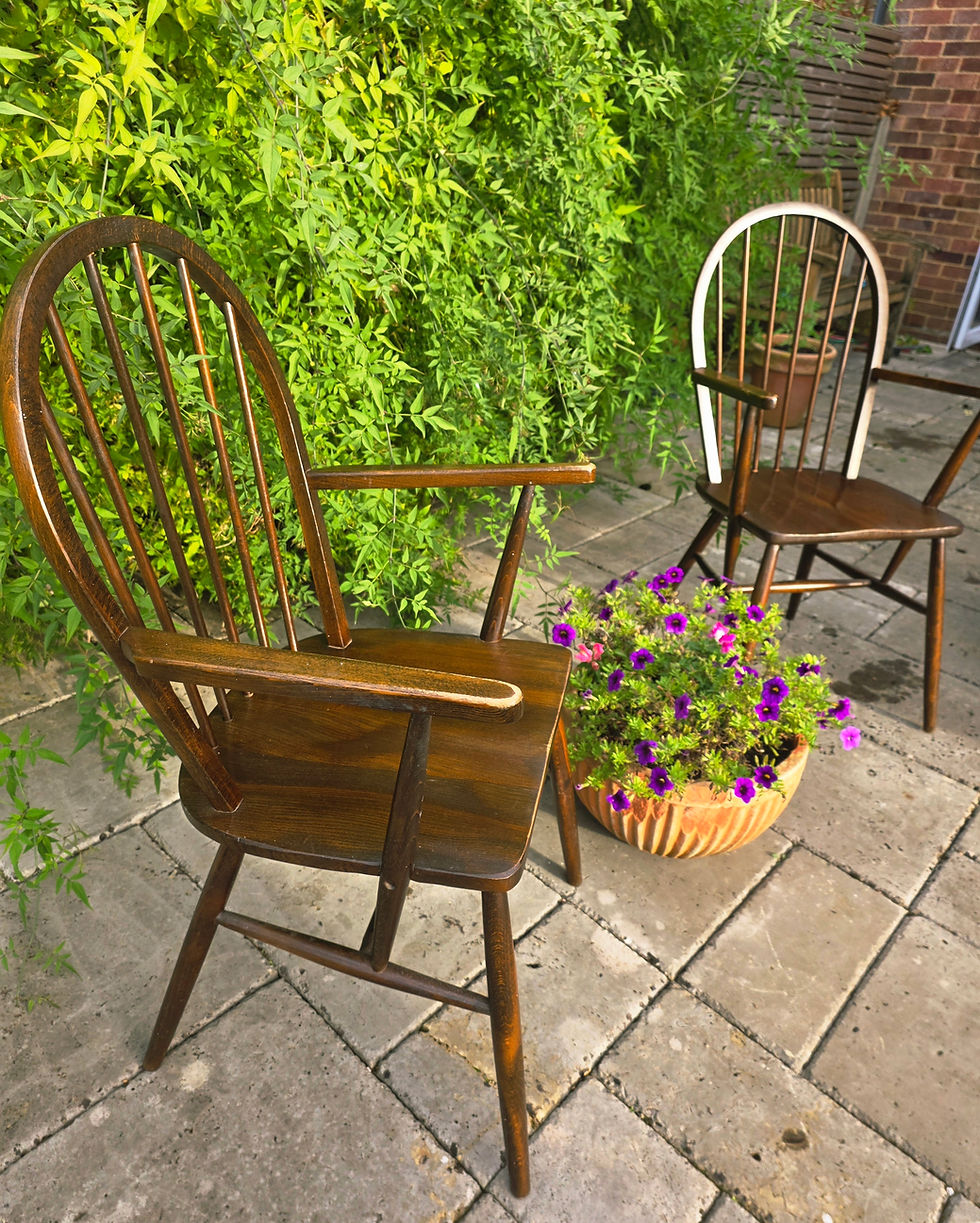 Thumbnail: Pair of handsome antique Windsor chairs