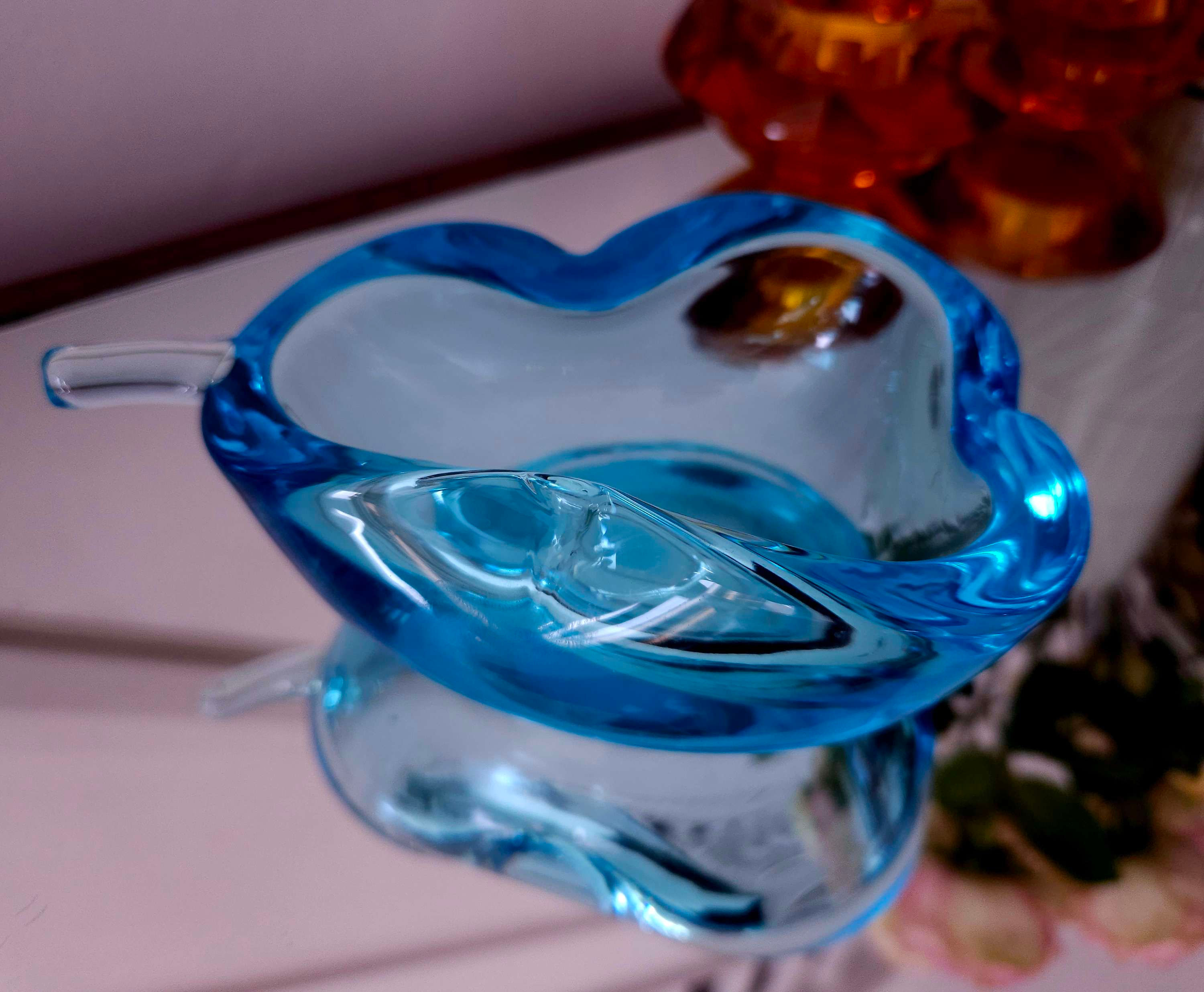 Cool blue 1960s Murano pear-shaped glass vide-poche trinket dish