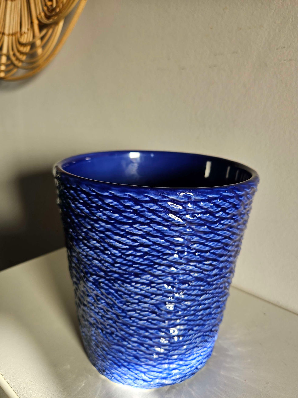 Thumbnail: Cobalt blue rope style plant pot by Destinos S.A. made in Portugal