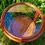 Thumbnail: Small, circular bamboo and rattan side table with glass top