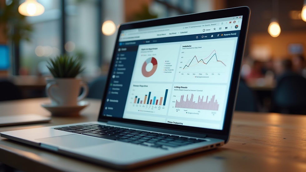 Eye-level view of a laptop screen showing digital marketing analytics