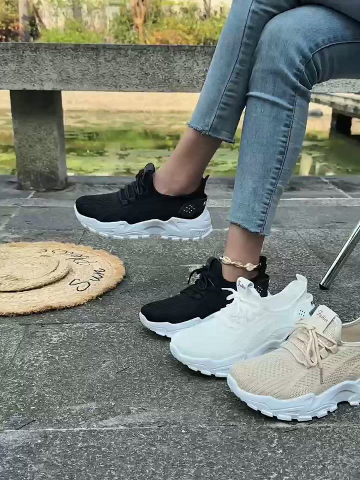 Fashion Women's Casual Knit Sneakers Breathable Lightweight Soft Sole Non Slip O