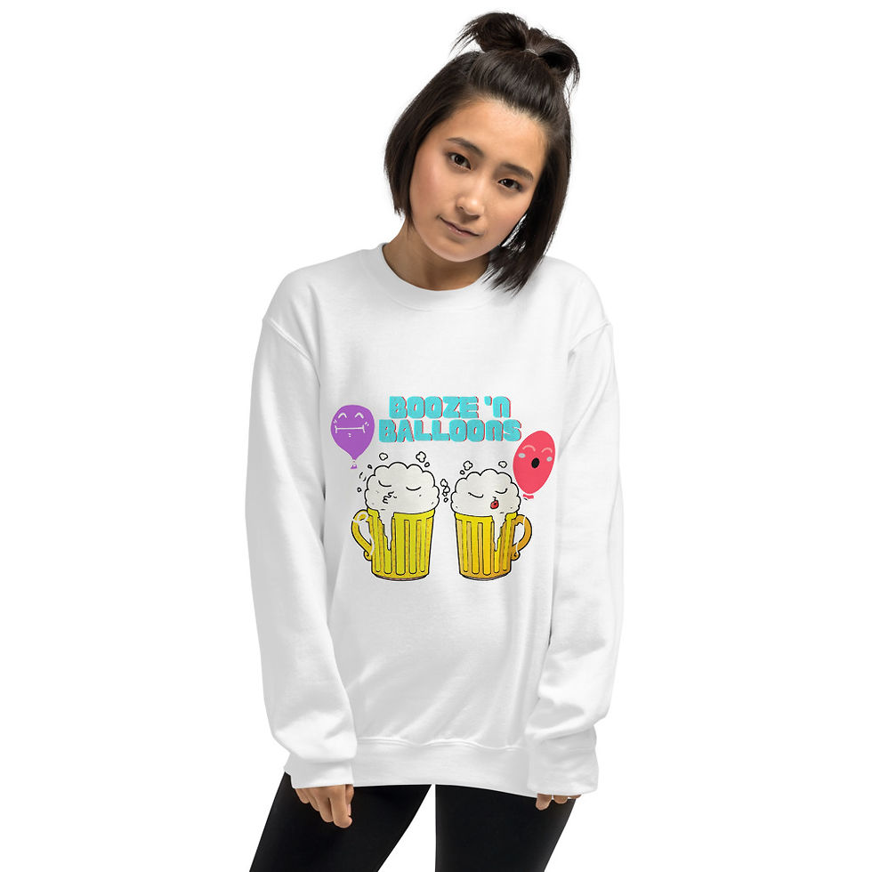 Thumbnail: "Booze 'N Balloons" Kissy Mugs Unisex Sweatshirt