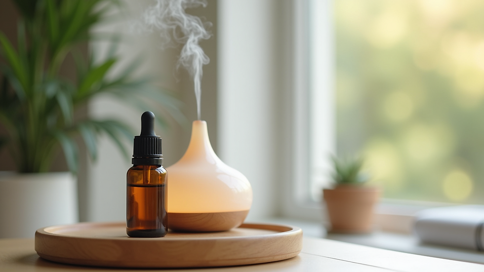 Close-up view of a calming essential oil diffuser in a serene environment